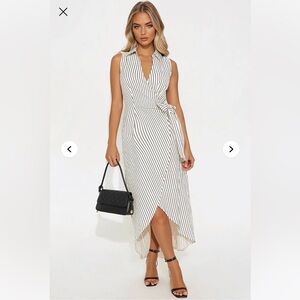 Fashion nova Striped Wrap Dress 1x